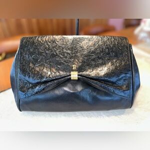 Bally Ostrich & Lambskin 3-Way Bag with Gold B Hardware | Italy | Rare Vintage